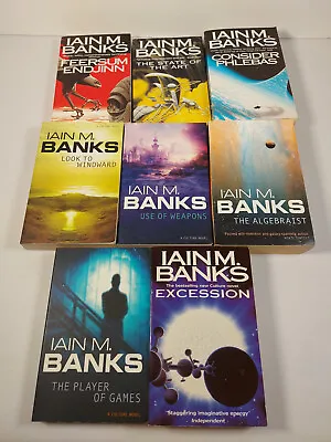 8 Iain M Banks Paperback Novels Book Bundle • £25.99