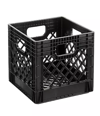 16QT Plastic Heavy-Duty Plastic Square Milk Crate Black • $10.15