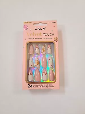 Cala Velvet Touch 24 Press On Nails 87894 Pink Drip Gingerbread Christmas • $18.99