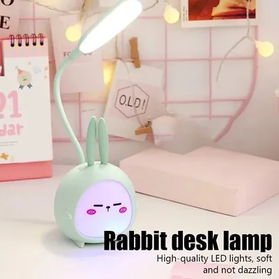 Kids USB LED Desk Lamp Rabbit Light Cute Cartoon Green • £11.49