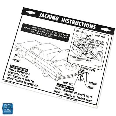 1964 Impala Bel Air Jack Instructions Decal Convertible DC0415 EA • $37.58