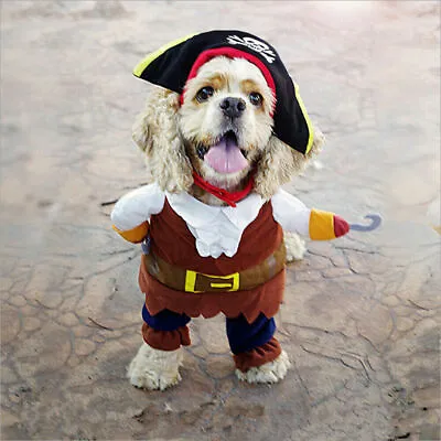£6.99 • Buy Halloween Pet Dog Cat Pirate Clothes Suite Costume Outfit Caribbean Cosplay UK
