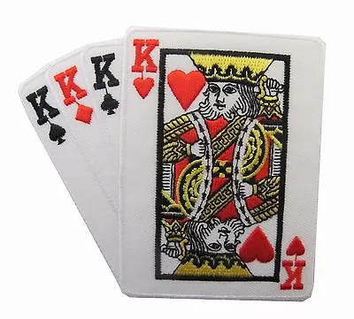 #2524B Poker Card Hand 4 King Embroidery Iron On Applique Patch • $4.75