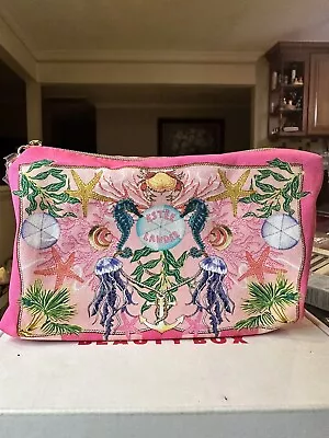 ESTEE LAUDER Sea Printed Cosmetic Makeup Bag Pink 8.5  X 2  X 5  • $8.88