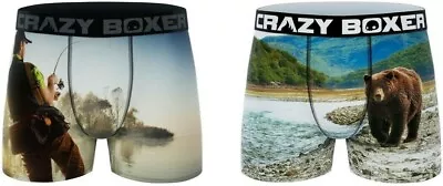 Nature Underwear Adult X-Large 40-42 Crazy Boxer Briefs Outdoor Fishing Bear Men • $16.97