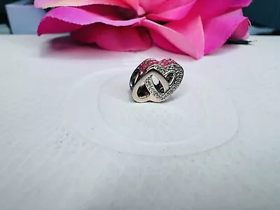 Authentic PANDORA 14K Rose Gold Plated Entwined Hearts CZ 781880CZ Some Wear • $29