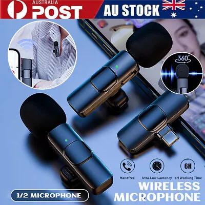 Wireless Lavalier Microphone Mic For Android Phone IPhone Ipad Vlog Live Stream • $24.89