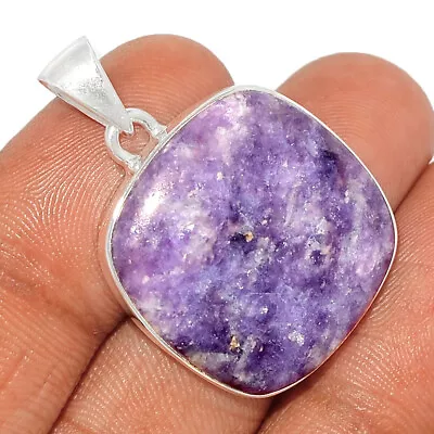 Natural Purple Lepidolite Worry Stone 925 Sterling Silver Pendant Jewelry CP2299 • $13.99