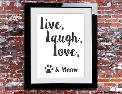 £4.99 • Buy Live Laugh Love Meow Cat Print Gift Present Keepsake Canvas Family