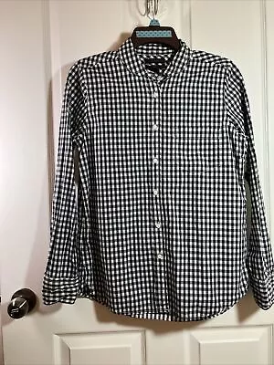 J. Crew 100% Cotton Shirt Checkered Boy Peterpan Top Black White Sz: 8 M   148D • $18.99