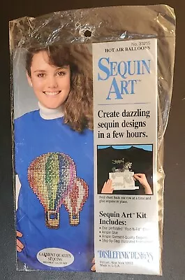 Vtg Distlefink Designs Garment Sequin Art Kit - “Hot Air Balloons” 33215 NOS • $7.99