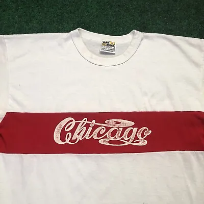 Vintage Chicago T Shirt Sz XL Velva Sheen Destination Red White X Large • $29.99