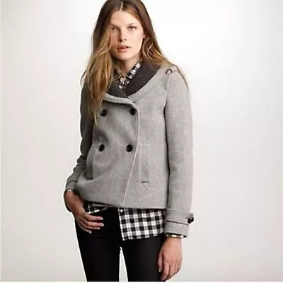 J. CREW Stadium Cloth By Nello Gori Gray Wool Coat Size 2 • $49.99