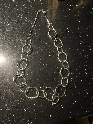 Silver Coloured Large Loop Unusual Costume Jewellery Necklace Bargain At £1.50 • £1.50