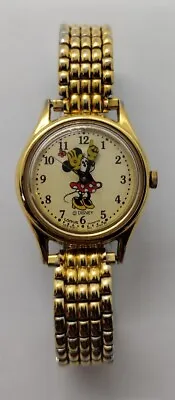 Original Vintage Lorus Minnie Mouse Quartz Watch Gold Tone Band Disney Need Bat • $22