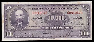 Banco De Mexico 1978 $10000 Pesos Serie CDN Diez Mil $10000 C0842670 Stained AU • $71
