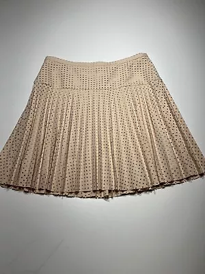 J. Crew Skirt Womens Size 6 Beige Diamond Laser Cut Pleated Knee Length Stretch • $14.99