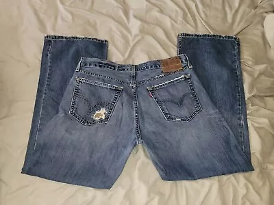 Men's Levis 527 Low Boot Cut Distressed Jeans 36x30 • $29.99