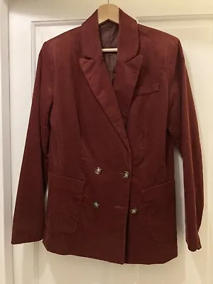 £12 • Buy Vintage Style 70s Burgundy Red Corduroy Blazer Size S