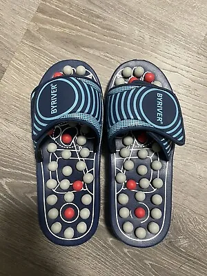 BYRIVER Acupressure Foot Massage Slippers Shoes Blue Therapy Sandals Small S • $18