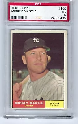 1961 Topps #300 Mickey Mantle PSA 5 EX New York Yankees • $299.99