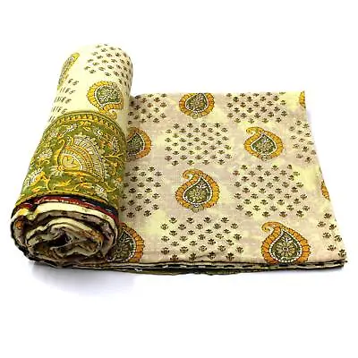 Vintage Kantha Quilt Indian Handmade Cotton Bedspread Comforter Blanket Throw • $39.99