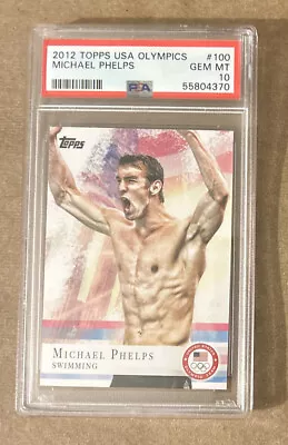 2012 Topps USA Olympics Michael Phelps Swimming Rookie Card #100 PSA 10 Gem • $74.99