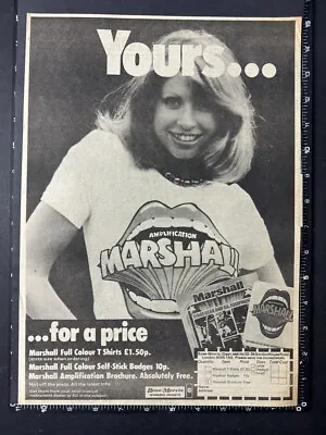 MARSHALL AMPS - T-SHIRT 15X11  1974 Poster Size Advert L330 • $16.17