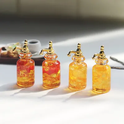 4pcs DollHouse Miniature 1:12 Glass Jar Fruit Wine Drinks Strawberry Orange DIY • $5.99