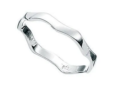 Thumb Ring Solid Sterling Silver Thin Wave Ladies Mens Thumb Finger Sizes K - V • £13.99