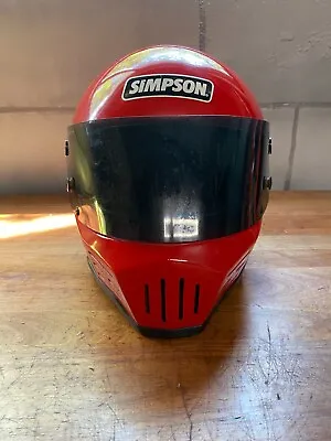 Vintage Simpson Bandit Red Motorcycle Racing Helmet With Smoke Shield • $250