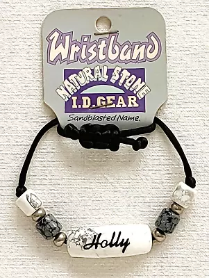 ID Wristband / Bracelet - Natural Stone - Sandblasted Name - Holly - Brand New • £2.99