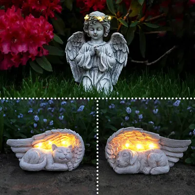Solar LED Light Up Pet Angel Animal Grave Memorial Marker | Outdoor Remembrance • £17.99