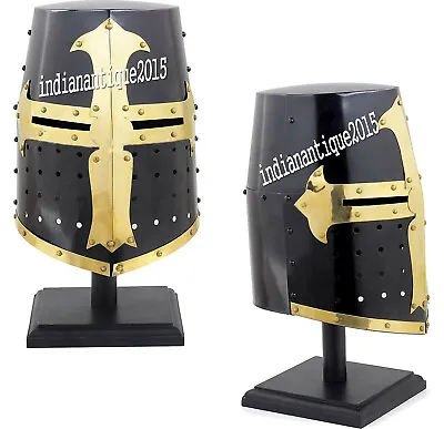 Medieval Templar Knight Halloween Armor Helmet With Stand Halloween Gift • $152.90