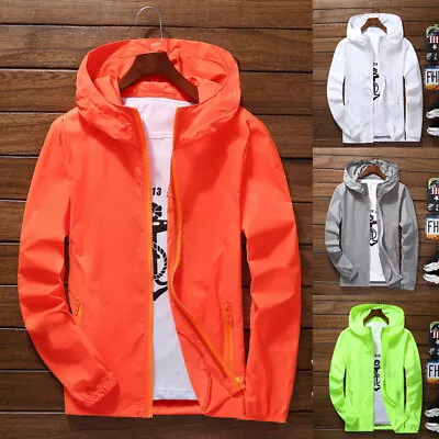 Mens Outwear Lightweight Windbreaker Waterproof Rain Jacket Hooded Breathable • $12.37