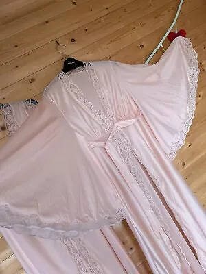 Vintage 70s Nightdress Negligee Set Women’s Lingerie Robe Nightie Bell Sleeves • £65