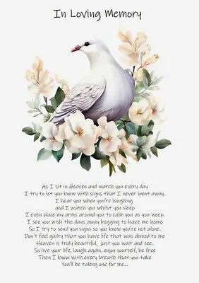 In Loving Memory Dove A5 CARD Sentimental Sympathy Condolence Bereavement • £3.49