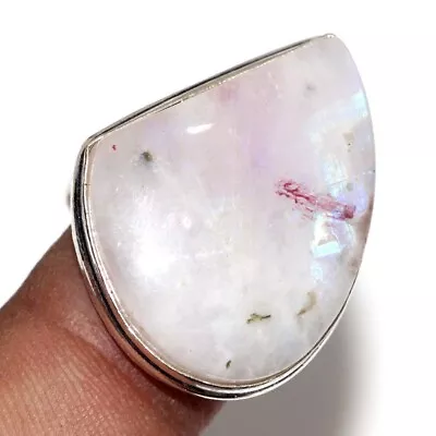 925 Silver Plated-Rainbow Moonstone Ethnic Gemstone Ring Jewelry US Size-9 MJ • $2.99