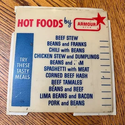 Armour Star Hot Foods Restaurant Backlight Sign Plastic ~11  Meatpacking VTG  • $50.10