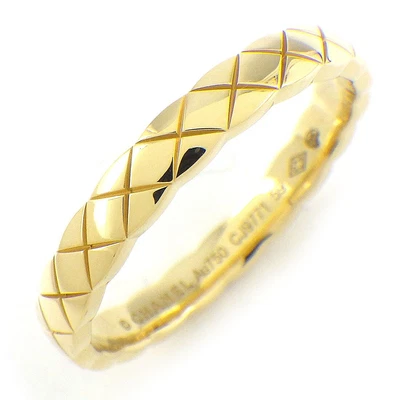 CHANEL Ring Coco Crush Wedding Band Small Model J11794 Matelasse Mesh 750YG #59 • £991.51