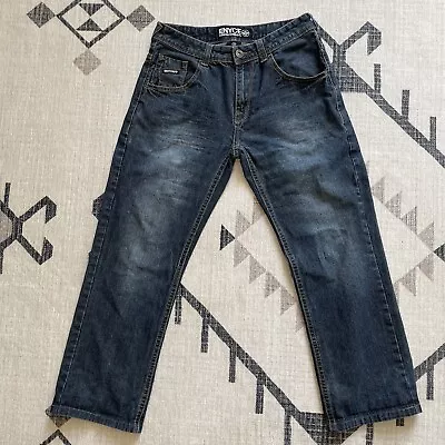 Vintage Y2K Enyce Baggy Jeans 30x26 Blue Embroidered Skater Grunge Hip Hop VTG • $49