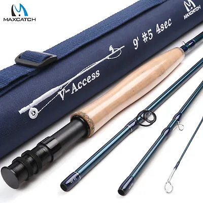 Maxcatch 3/4/5/6/7/8/9/10/12WT Fast Action Fly Fishing Rod Graphite IM10 & Case • $57