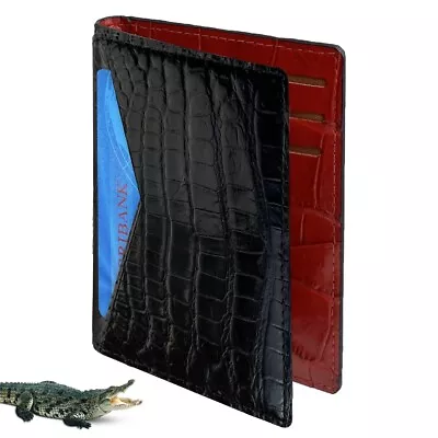 Premium Black Red Crocodile Wallet Anti-theft ID Card Case Gifts For Christmas • $79