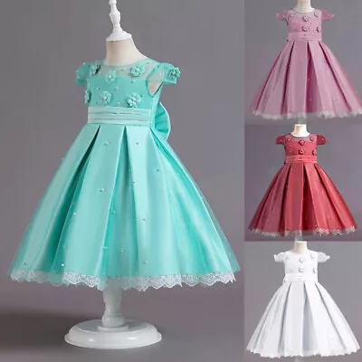 Lace Girls Flower Kids Princess Dress Chirstmas Wedding Pageant Party Prom Gown • $30.03