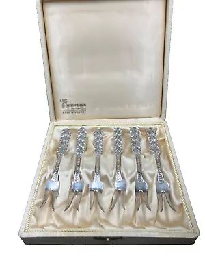 Vintage Silver Plated 2-Tine Cocktail Pickle Fork Set E. Christophersen Norway • $59