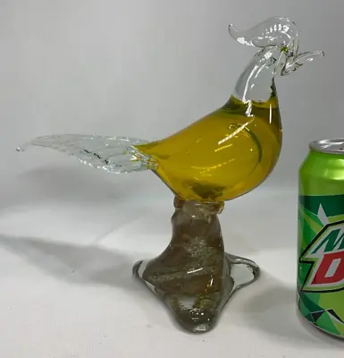 MURANO 12  Glass Pheasant / Vintage Italian Art Glass Figure W/Gold Aventurine • $95