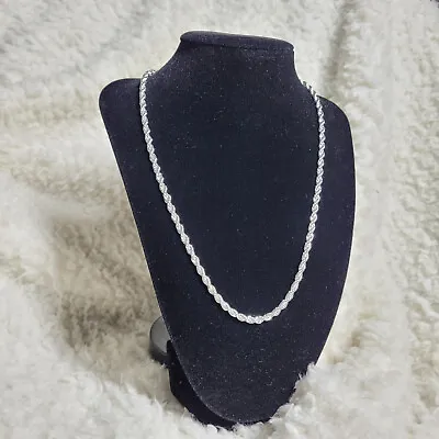 Sterling Silver Plated Rope Chain Necklace 4mm Thick 20 Inch Long 925 • £5