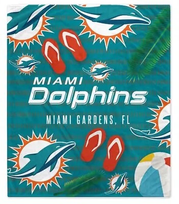 Miami Dolphins NFL 60'' X 70'' Hometown Logo Fleece Blanket - W17537807867 • $46.95