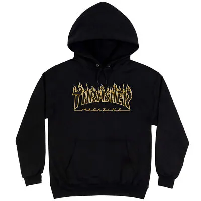 Thrasher Men's Flame Black/Yellow Long Sleeve Pullover Hoodie Clothing Appare • $136.43