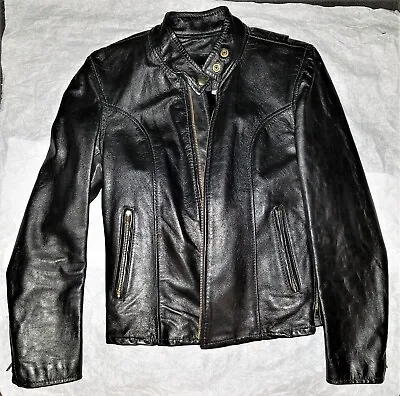 Vintage Lesco Black Leather Jacket Faux Fur Removeable Lining Womens Size 12 • $150